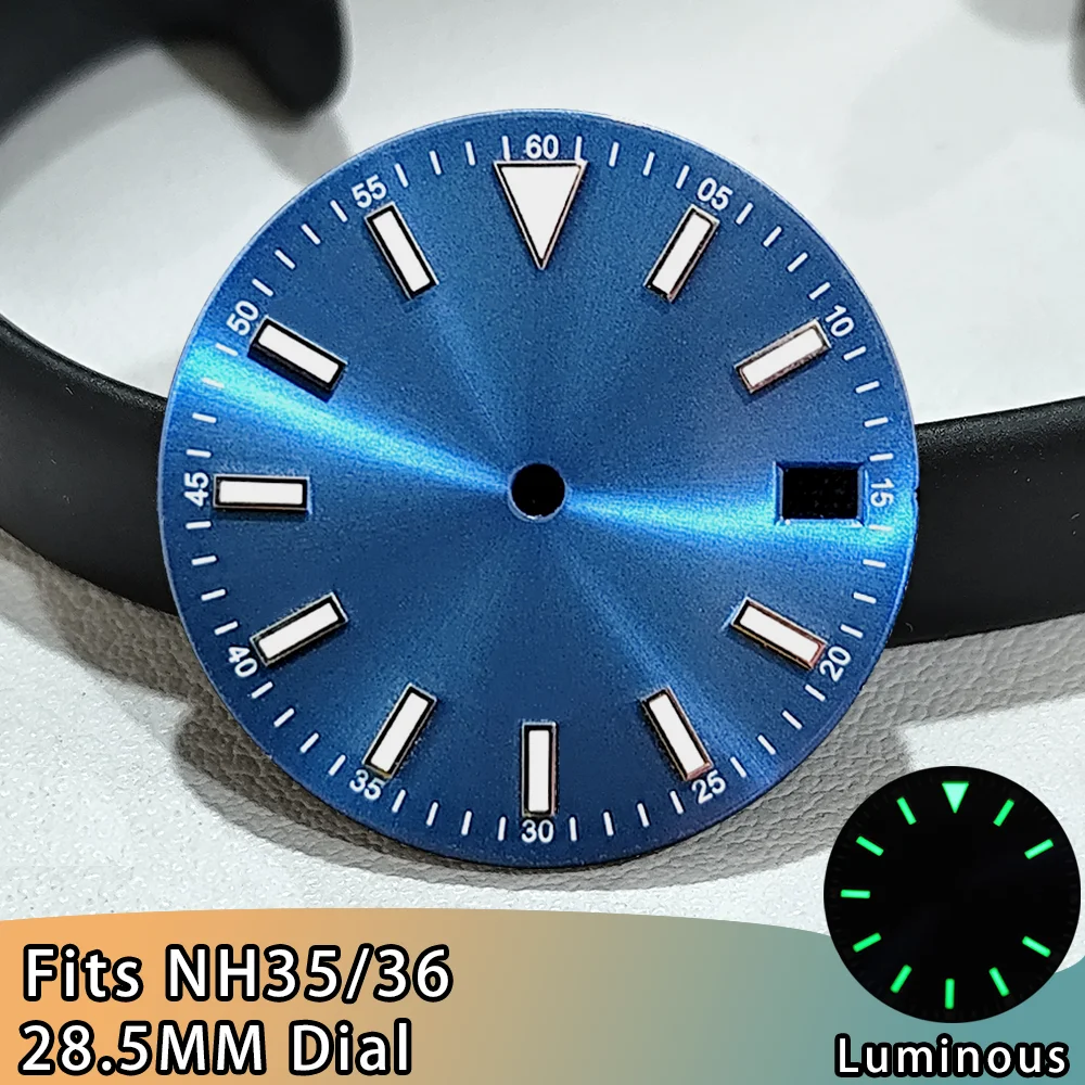 NH35 Watch Dial High Quality 28.5mm NH35 Dial For NH35 Movement Men's Watch Accessories Green Luminous NH35 NH36 Dial Accessory