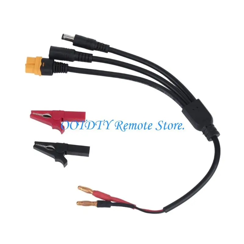  Battery Service Cable for Worktable Power, with DC5521 Cable, Banana Terminals, Clip Ends, and Charging Hookup