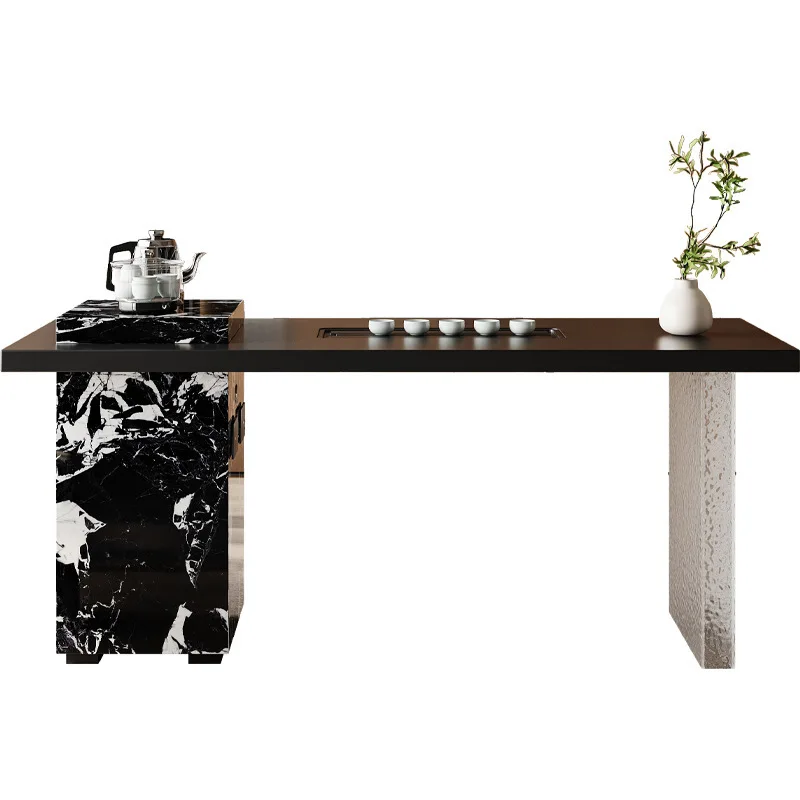 Tea table and chair Italian combination high-end tea table light luxury minimalist balcony home office tea table designer rock s
