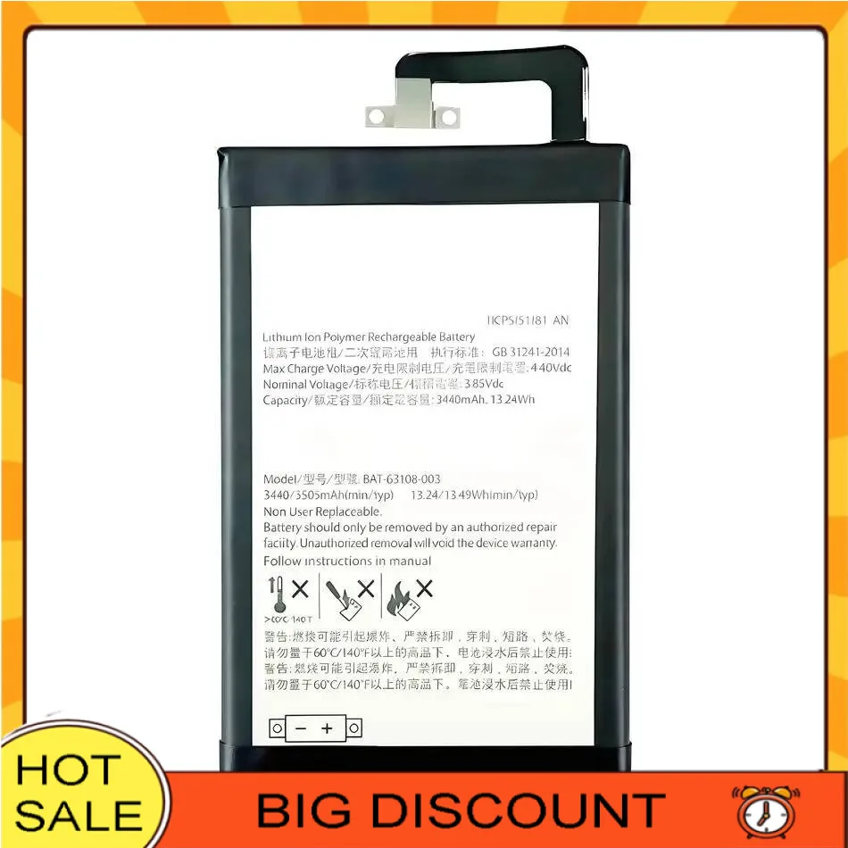 

Mobile Phone Battery 3440Mah Bat-63108-003 For Blackberry Key One Alcatel DK70 DTEK70 High Capacity