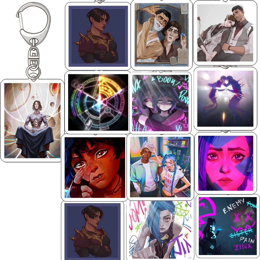 Arcane League of Legends Jayce Viktor Anime Acrylic Friends Gift Girl Pendant fans Jewelry Cute Keychain Key Ring Bag Charm