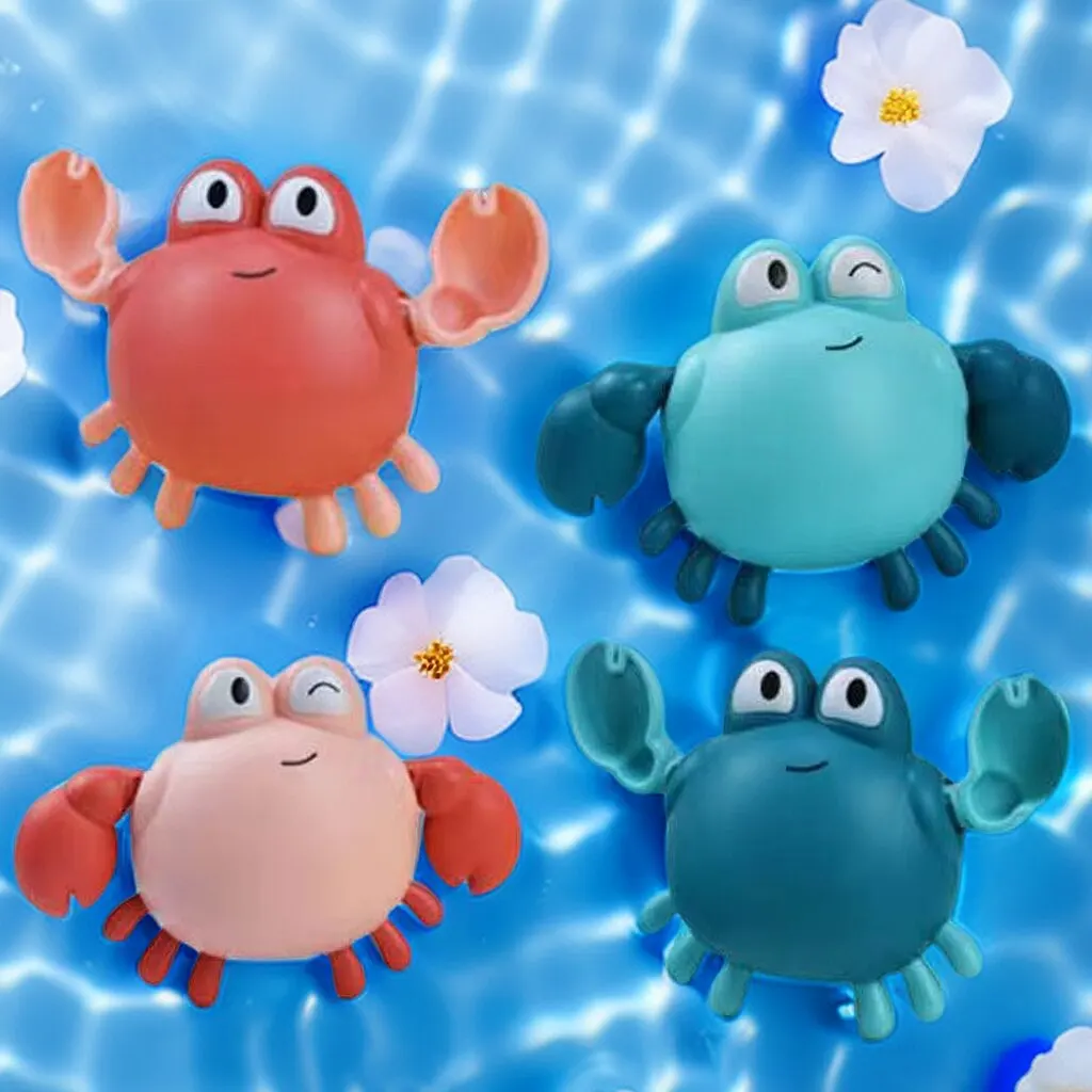 2Pcs Baby Toys Bathing Cartoon Animal Crab Swimming Pool Water Play Game Chain Clockwork Bath Toys For Children