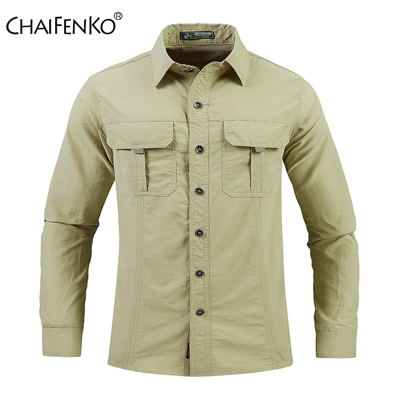 

New Man Fashion Ventilate Shir Spring Autumn Loose Light Thin Solid Lapel Long Sleeve Outdoor Leisure Hiking Sports Tops Man