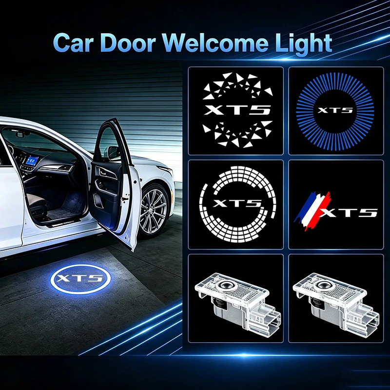 2PCS HD LED Car Emblem Door Welcome Lights For Cadillac XT5 2016-2025 Auto Door Courtesy Projector Lamp Exterior Decoration