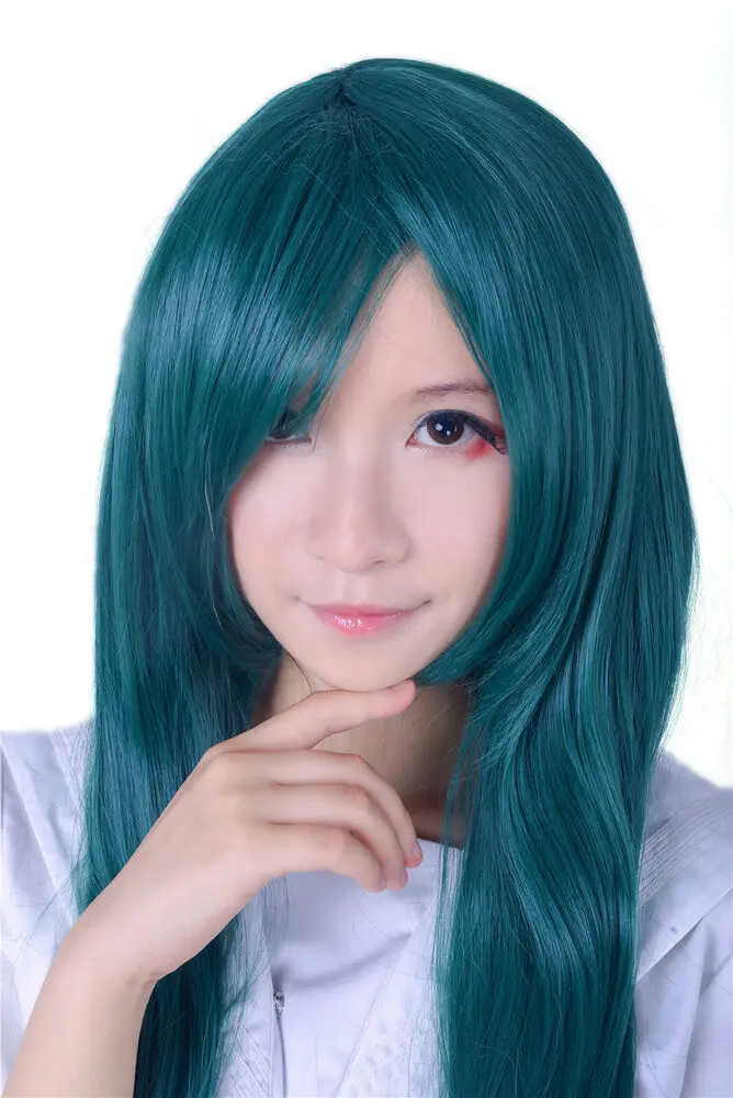 50cm Women Girls Harajuku Cosplay Wig Dark Green Layered Wave Party Hair