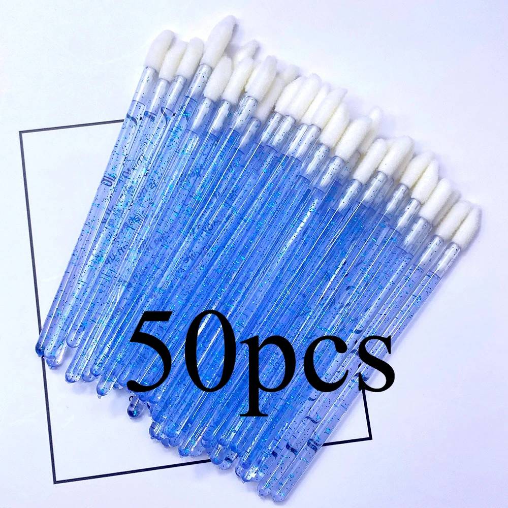 50 stücke Kristall Lippen Pinsel Wimpern Applikator Mascara Zauberstäbe Pinsel Lippenstift Zauberstäbe Make-Up Werkzeuge Wimpern Verlängerung Liefert