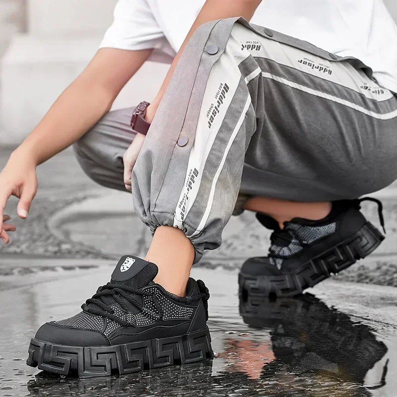 

2025 Men's Fashion Luxurious Casual Sports Shoes, Comfortable Thick-Topped Shoes, Heightening Type, Breathable Sports Shoes