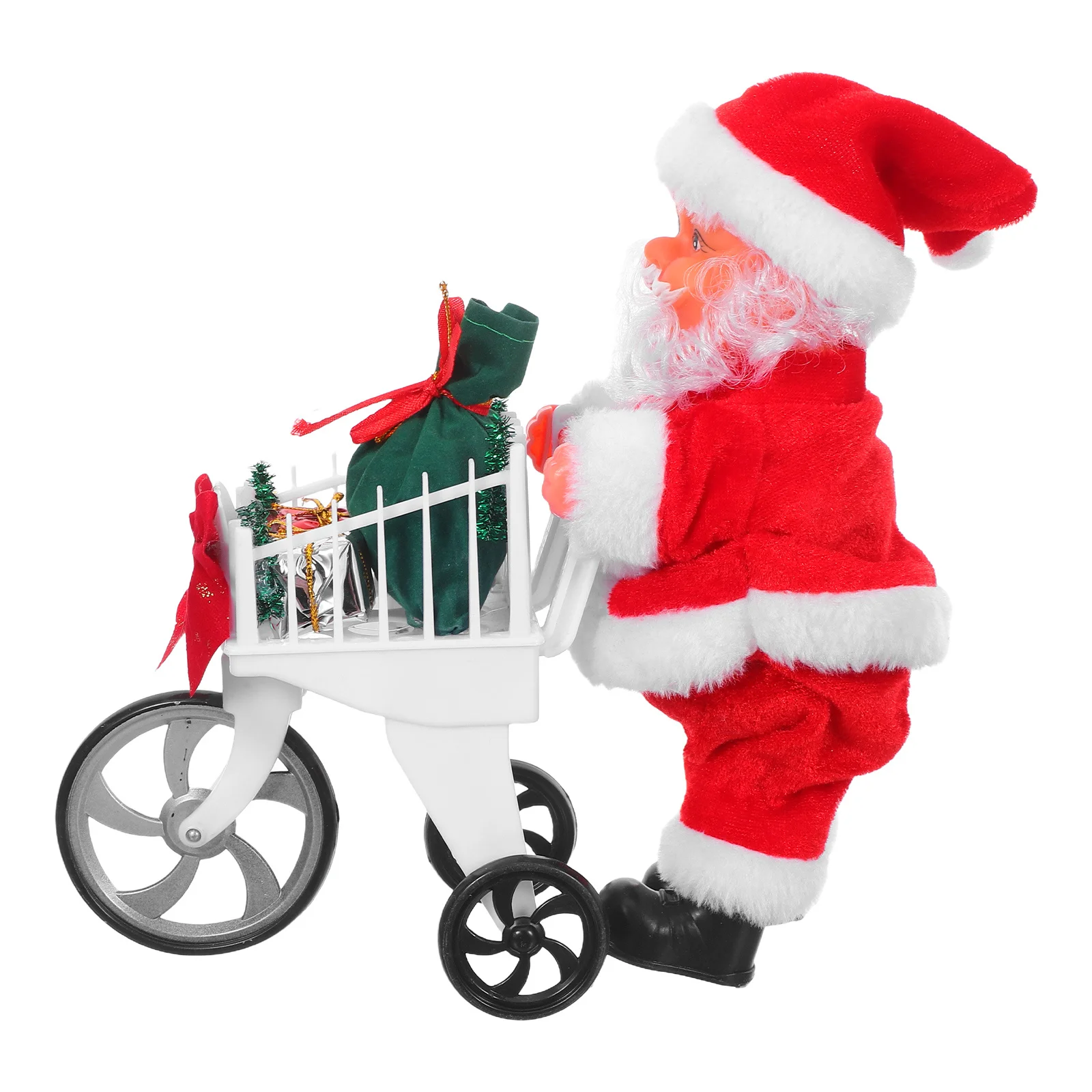 

Рождественский Санта-Клаус с анимированной музыкой, электрическая тележка для покупок, праздничное украшение, зимняя вечеринка, детский подарок, декор