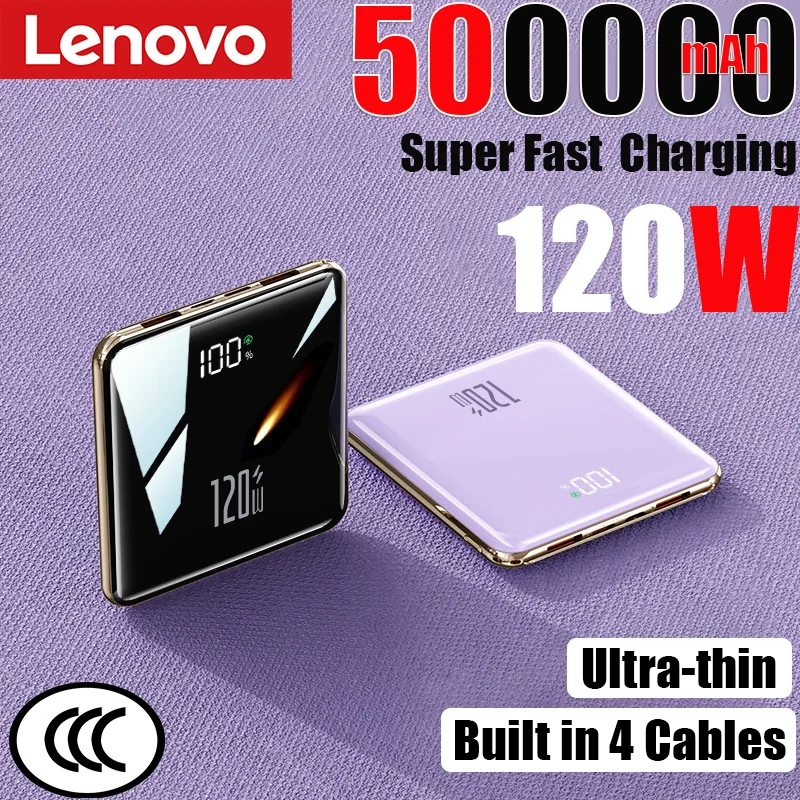 

500000 мАч Power Bank большой емкости с 4 кабелями Супер быстрая зарядка Powerbank Портативный внешний аккумулятор для всех телефонов