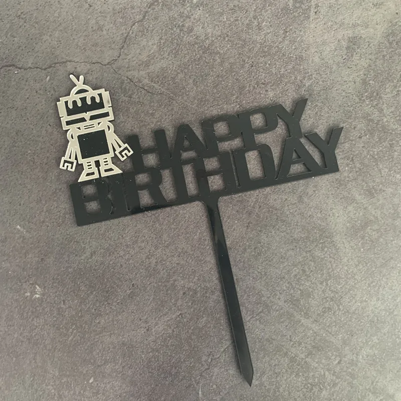 Roboter Gear Cake Topper Interaktive Roboter Dekor Alles Gute zum Geburtstag Jungen Party Cupcake DIY Roboter Thema Dekorationen Party Supplies – Detail 16