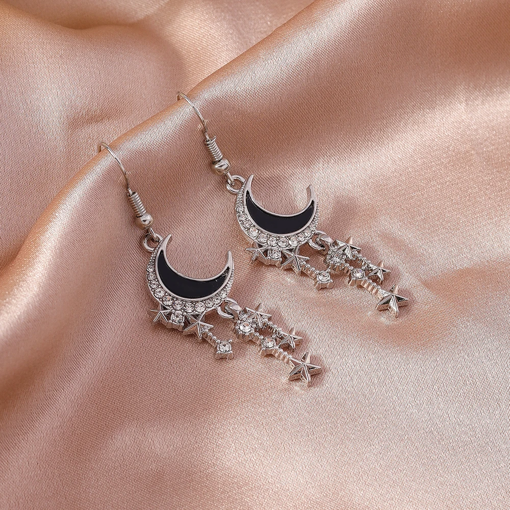 Aihua koreanische Mode y2k Mond Quaste Stern Tropfen Ohrringe Mädchen Harajuku Kristall Mond Sterne Ohrring für Frauen Punk Schmuck Geschenke – Detail 8