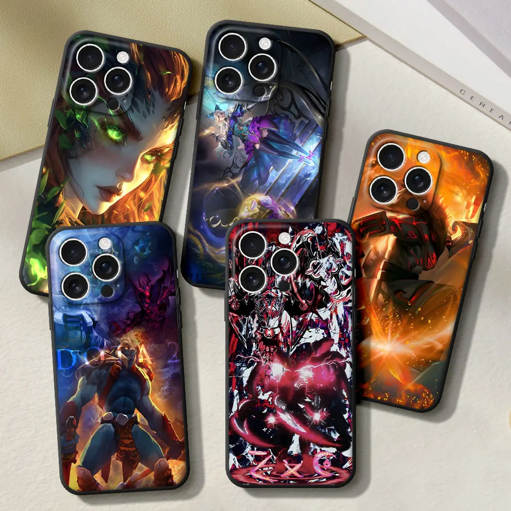 D-Dota 2 Cool Game Case para Apple iPhone 16 11 15 16e 14 12 Mini 13 Pro Max X XS XR 7 8 6 6s Plus 5 5S SE TPU Capa de telefone preta