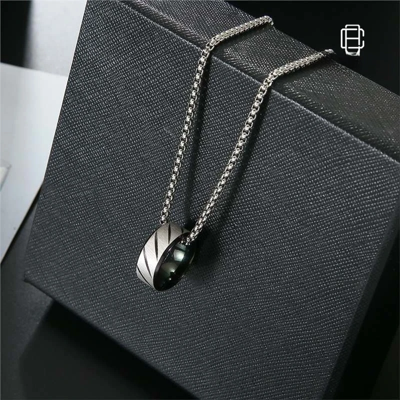 Men Diagonal Groove Necklace 316L Stainless Steel Minimalist Punk Street Casual Jewelry Daily Outfit Neck Accessory
