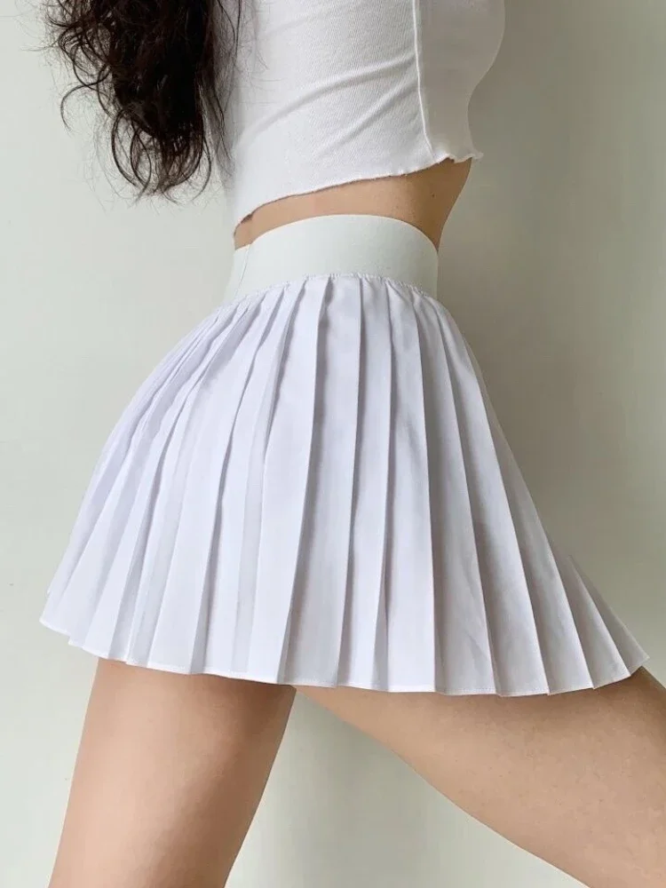 Tennis Skirt Ladies Sports Wears Summer Quick Dry Irregular Pleated Mini Skirts Solid Running Skirt Golf Wear Women Gym Clothes