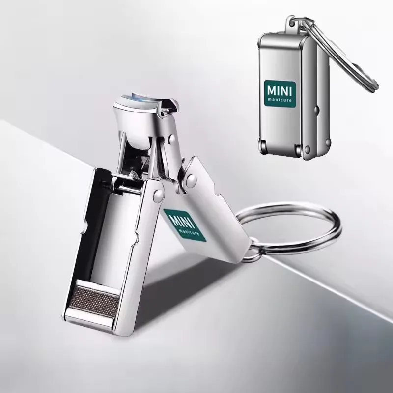 Mini Nail Clippers with Storage Stainless Steel Compact & Portable Nail Trimmer with Blade Angle Durable Manicure Tool