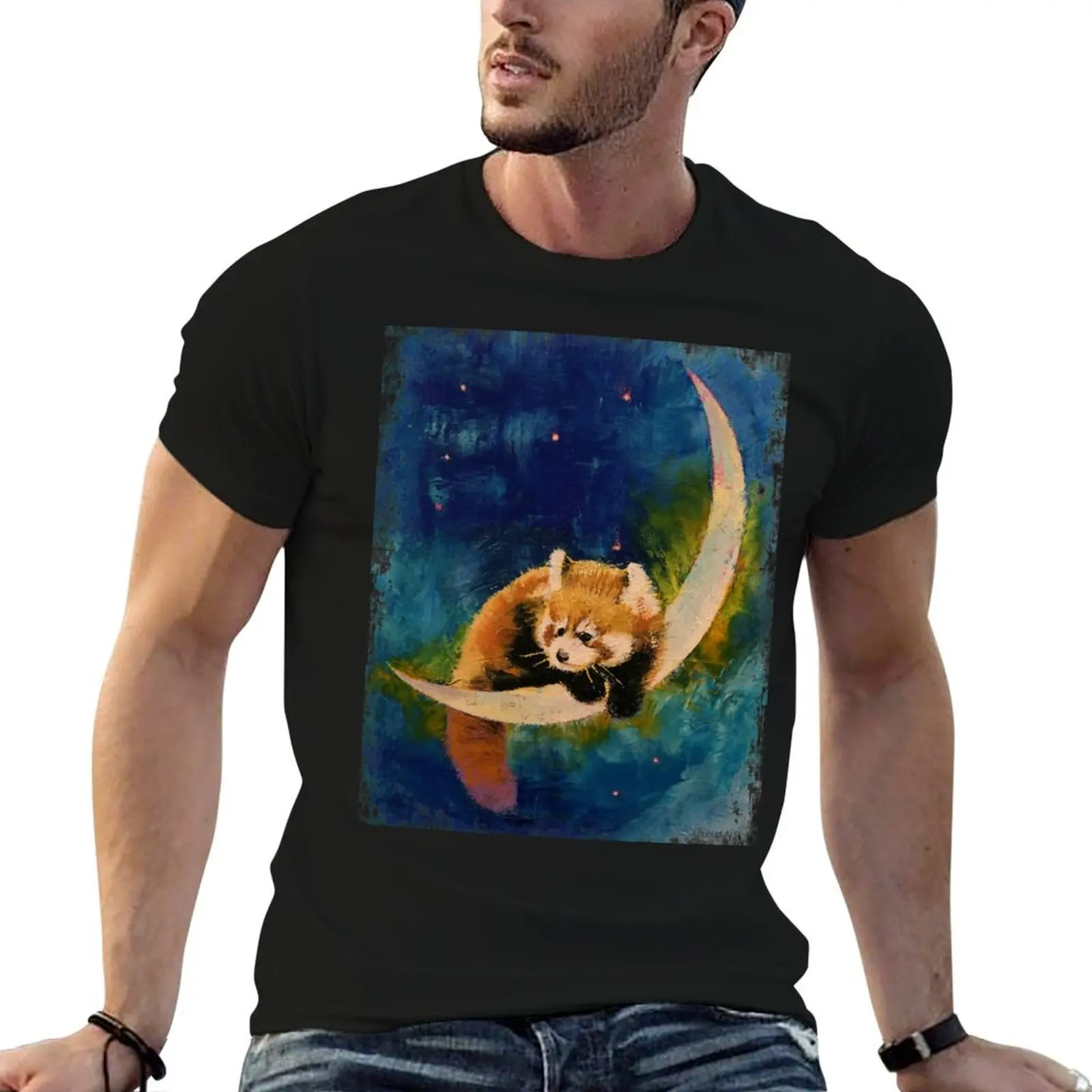 

Panda designer shirts Moon t graphic T-Shirt mens shirts t Red