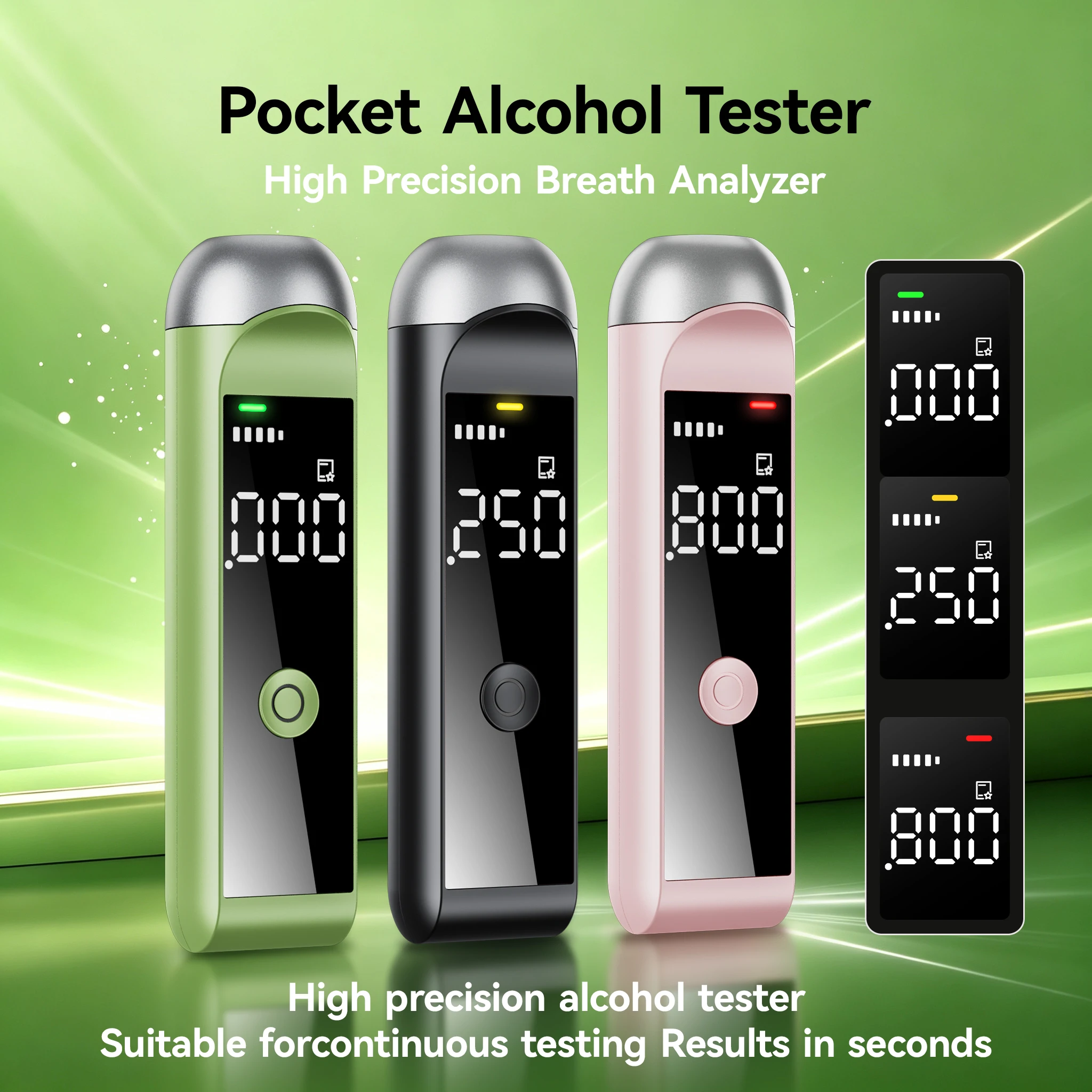 Portable Breathalyzer, Accuracy Alcohol Tester, Rechargeable Breathalyzer Suitable For Family, Personal, Driver Use