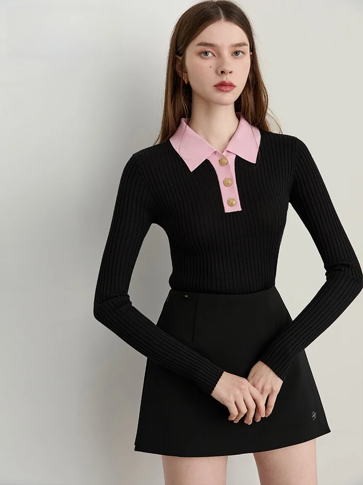 블라 울 니트 스웨터 여성 슬림핏 캐주얼 긴 소매 버튼 디테일 클라우드 니트 시리즈 디플레이 패션 2025