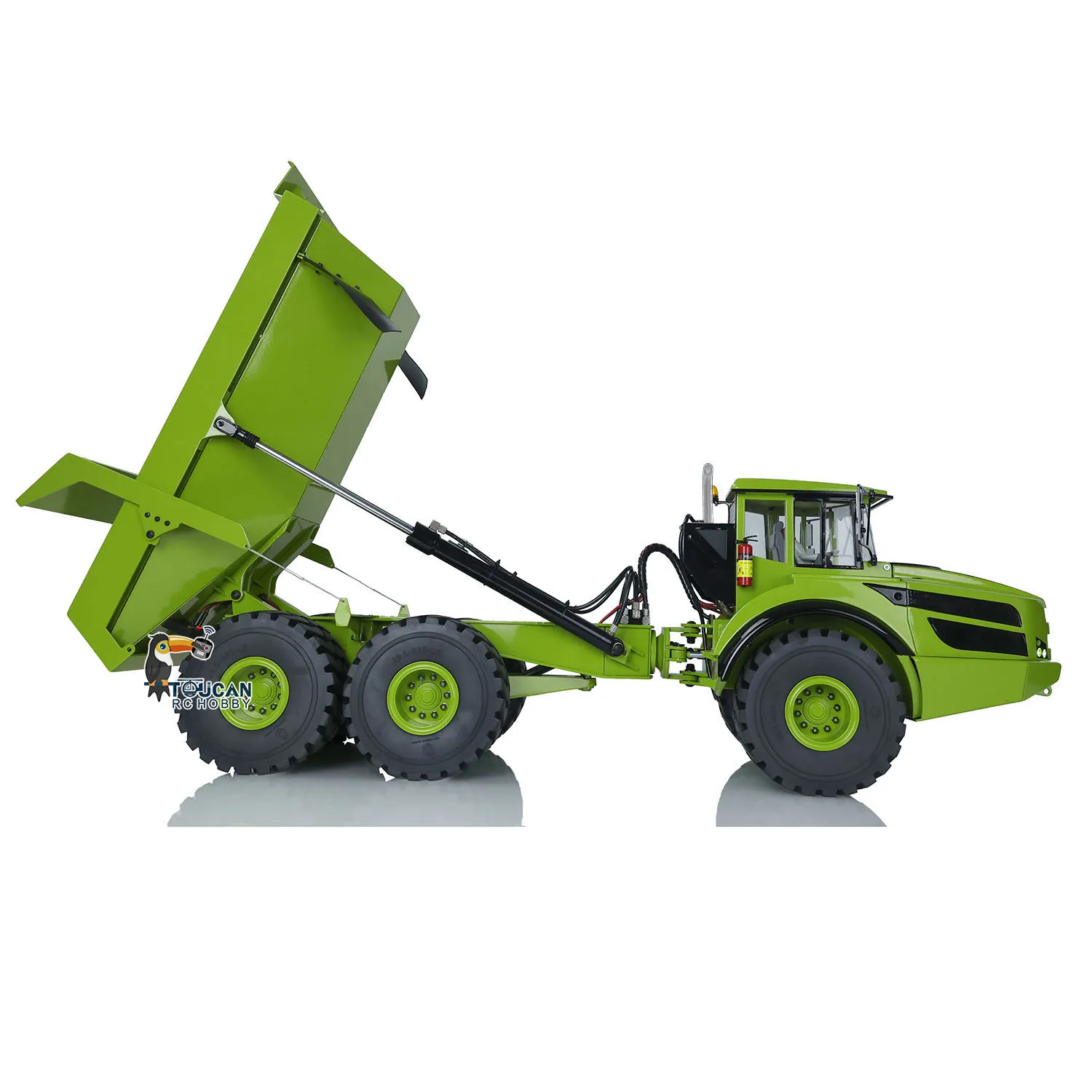 1/14 XDRC 6*6 elevación hidráulica de Metal RC camión articulado volquete RTR modelo verde Motor Servo ESC juguetes para niño THZH1370