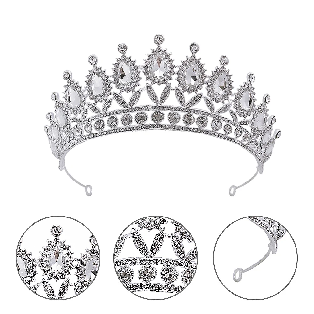 

Princess Crown Water Drop Diamond Headgear Elegant Baroque Loose Zircon Alloy Material Women's Womens Accessories