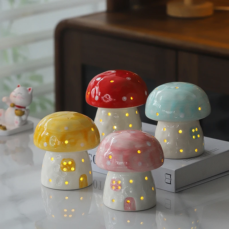 Cute Ceramic Cartoon Mushroom Home Decoration Accessories Bedside Decor Home Decor Children Girls Send Girlfriend Birthday Gift