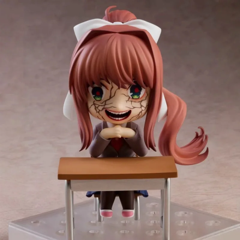 10cm Doki Doki Literature Club Figure Monika Anime Figures Cute Girl Q Version Doll Gk Ornament Model Birthday Toys Gifts