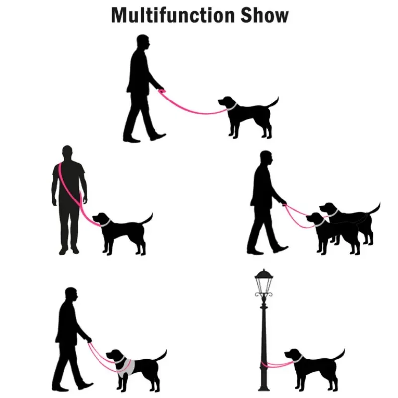 Dog Leash Hands Free Dogs Leash Adjustable Dogs Chain 230cm Double Leashes for Dog Walking Multifunctional Nylon Rope Pet Walker