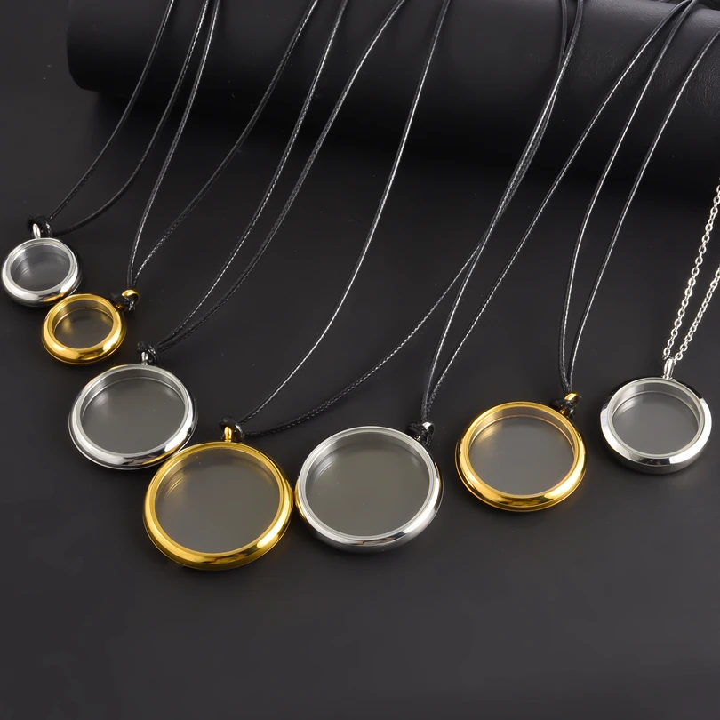 1Pc Glass Cremation Urn Locket Pendant Women Necklaces DIY Round Coin Bezel Relicario Reliquary photo Aesthetic Collares Jewelry