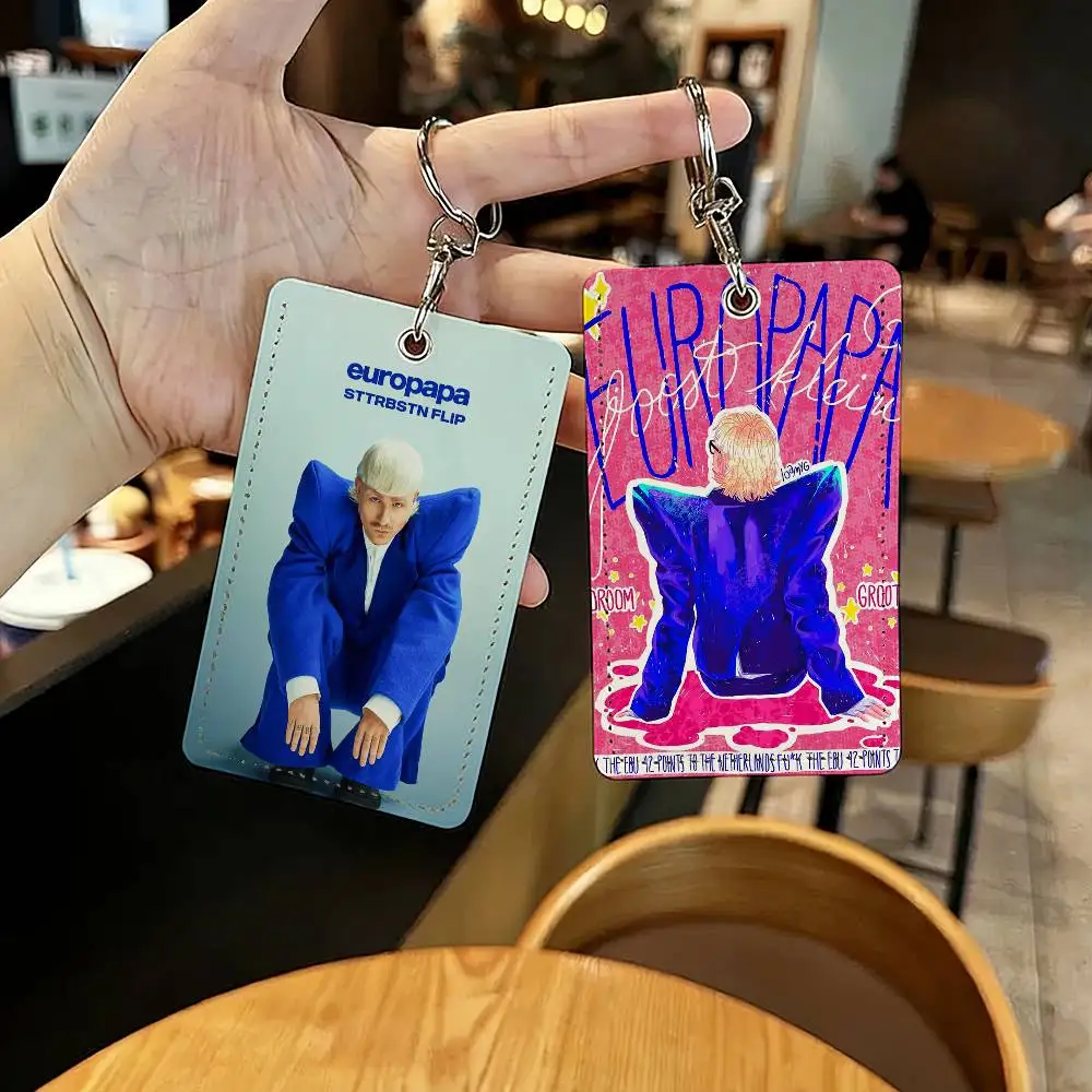 حامل بطاقات Singer Joost Klein Europapa مع سلسلة مفاتيح للحماية التنفيذية لحقيبة حافلة مترو الأنفاق الائتمانية للبنك