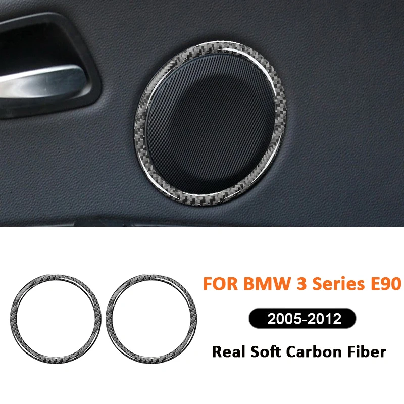 

For BMW 3 Series E90 2005-2012 Carbon Fiber Car Door Audio Loudspeaker Horn Frame Decorative Sticker Interior Accessories