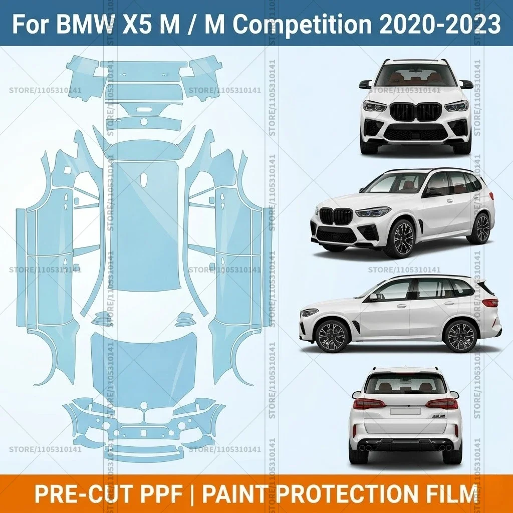 

Pre-Cut Paint Protection Film PPF Transparent Bumper Protector Automotive Clear Bra Car Film For BMW X5 M-M Competition2020-2023