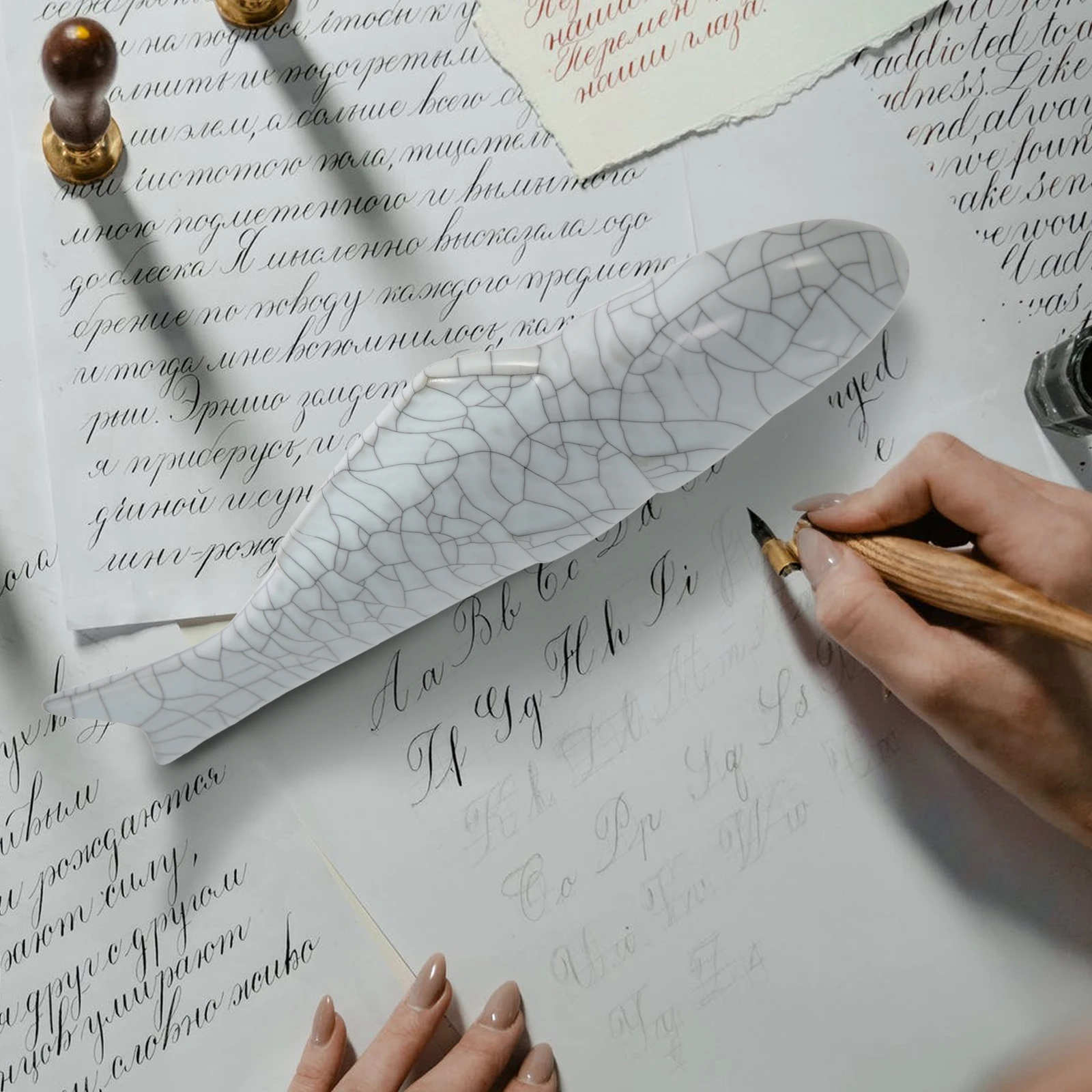 

Ceramic Carp Paperweight Porcelain Calligraphy Paper Holder Desktop Letterweight for Painting Chinese Writing