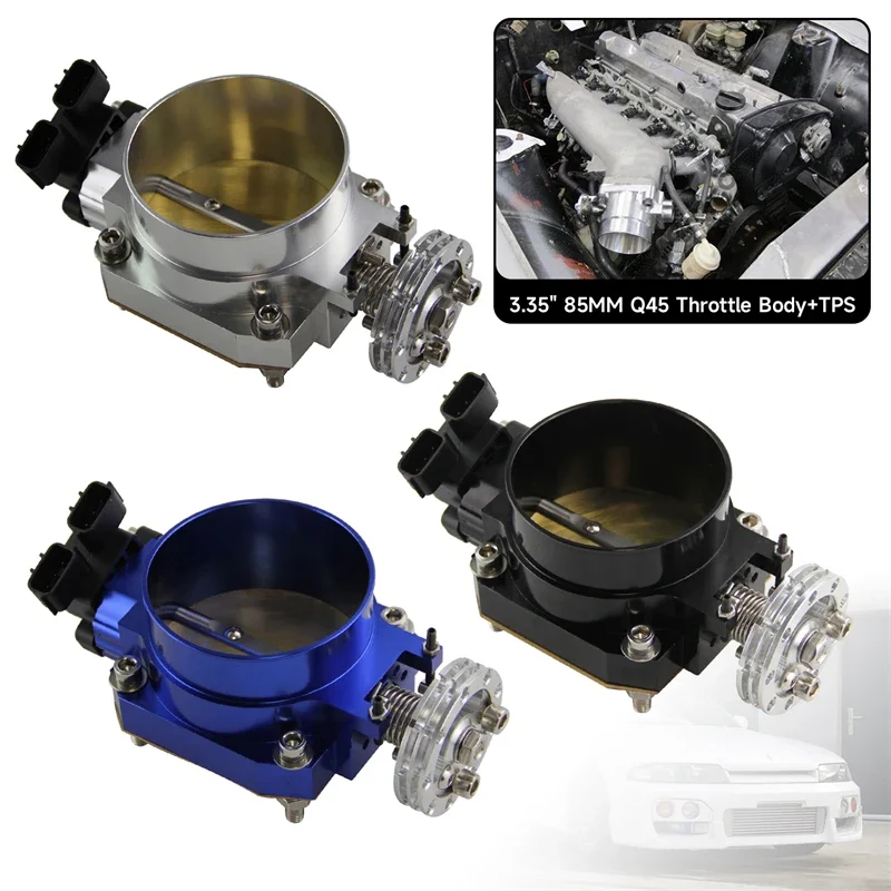 TPS Sensor + Q45-85MM Throttle Body Intake Manifold Position For Nissan Skyline R33 R34 Series 2 RB25DE Black/Blue/Silver