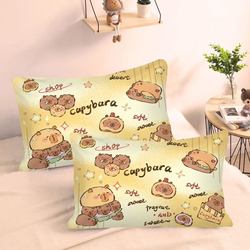 

Cute Capybara Crystal Fce Pillowcase Coral Fce Thiened Bedroom Girls' Pillow Cover Polyester Fiber Single Person Use