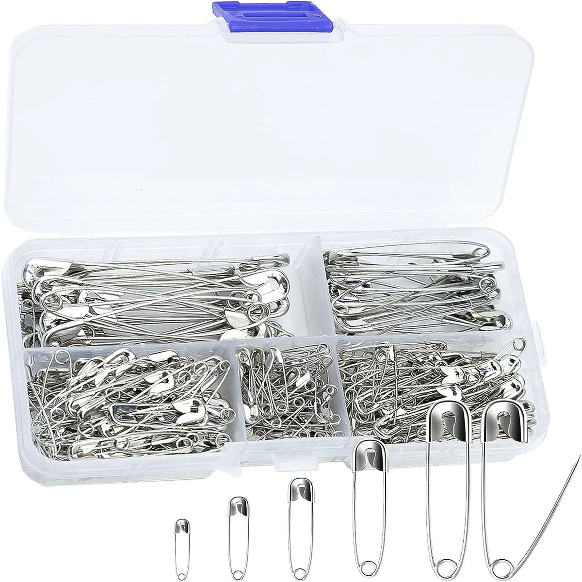 260Pcs Safety Pins Assorted Size Large Safety Pins and Small Safety Pins for Clothes Sewing