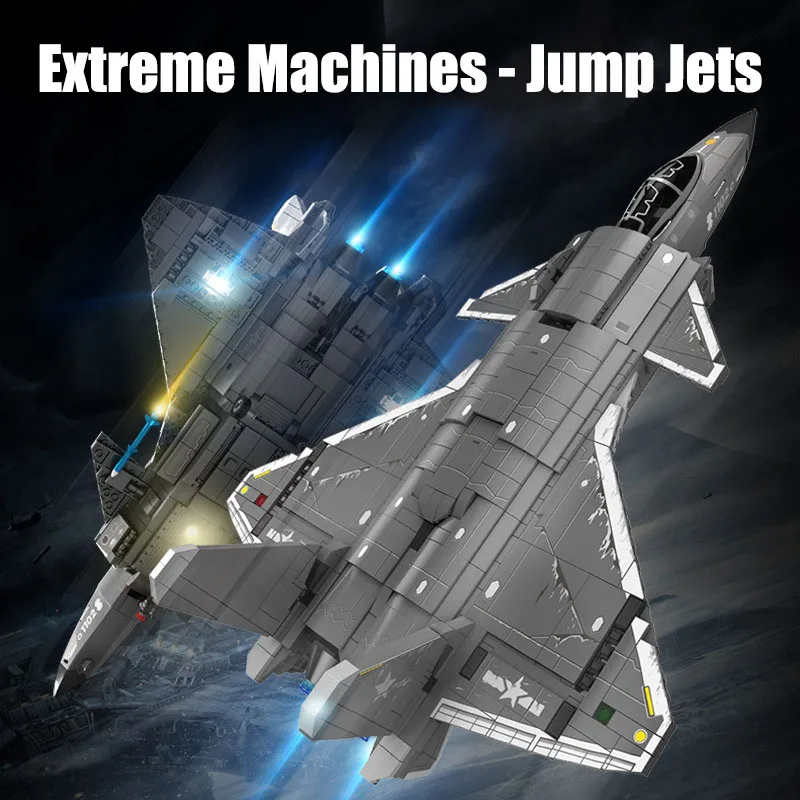 Military Series Jump Jets J-35 Shipboard Aircraft Building Blocks MOC City War Fighter Model Bricks Toys For Children Boy Gifts