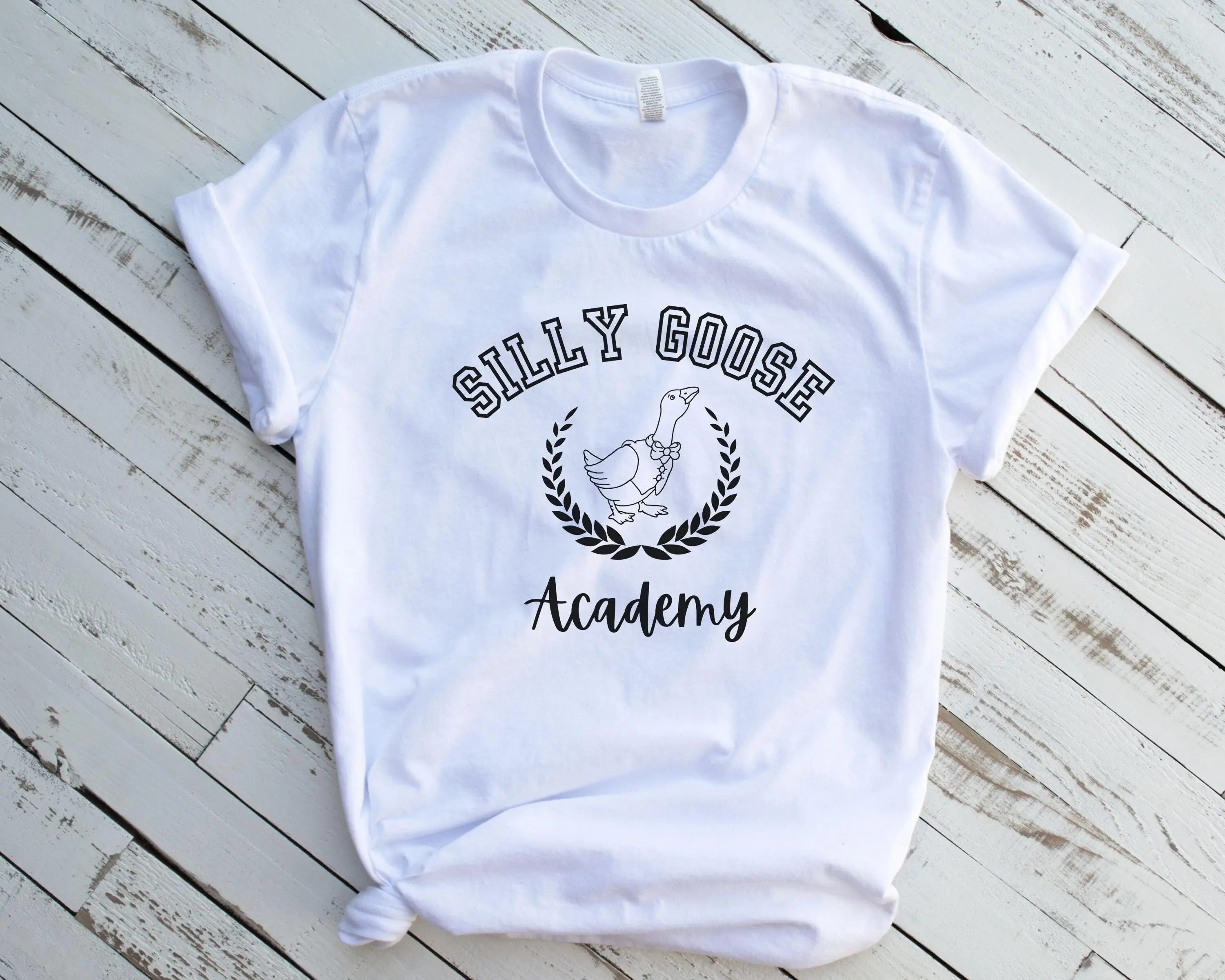 Silly Goose Academy T Shirt Varsity Funny Cute Sarcastic College For Her