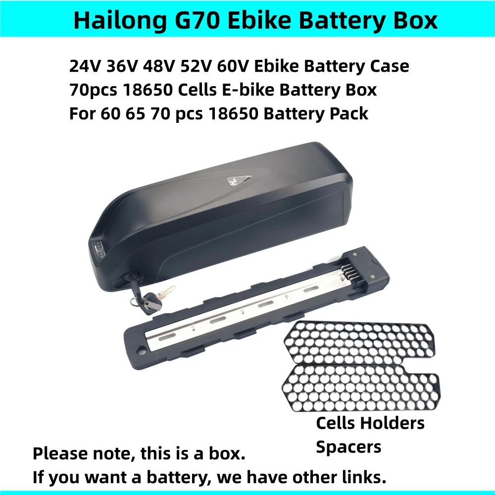 

70 65 pcs 18650 cells Hailong Shark G70 Ebike Battery Box 36v 48v 52v Electric Bike Battery Box with cells Spacer Holder