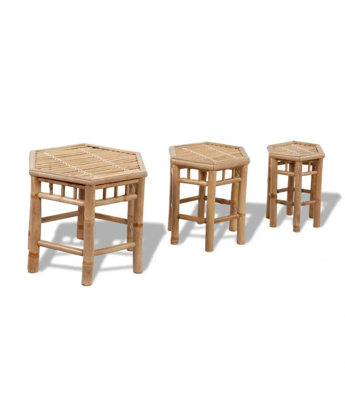 Garden chairs garden stools 3 units bamboo