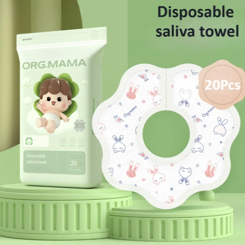 20PCS Disposable Bibs for Babies Toddler Feeding Baby Bibs Soft Absorbent Leakproof Individually Packaged for Travelling Outdoor