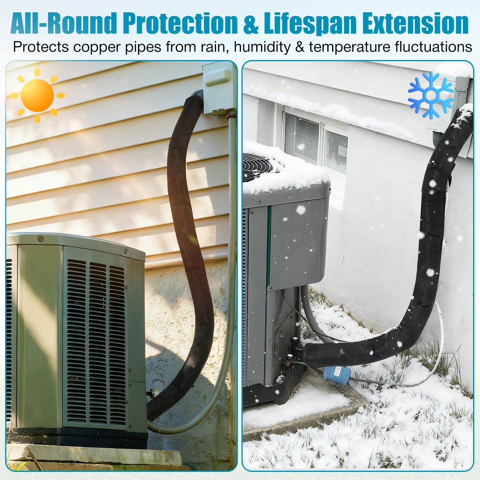 3 طبقات HVAC أنبوب نحاسي غطاء عازل 200x30 سنتيمتر 600D أكسفورد التيار المتناوب الأنابيب العزل يغطي لعزل خط النحاس الخارجي Sl