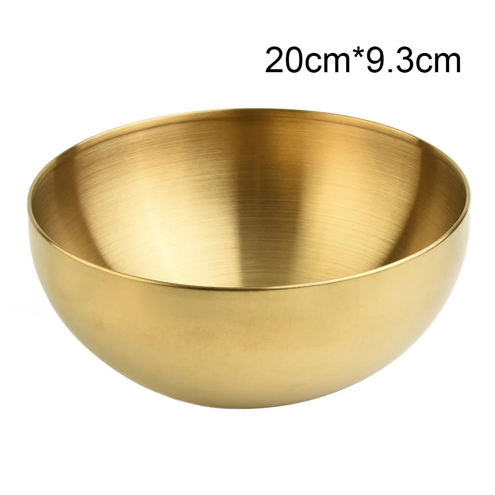 304 Stainless Steel Bowl Double Layer Fruit Salad Bowls Heat Insulated Kimchi Noodle Ramen Bowls Food Containers