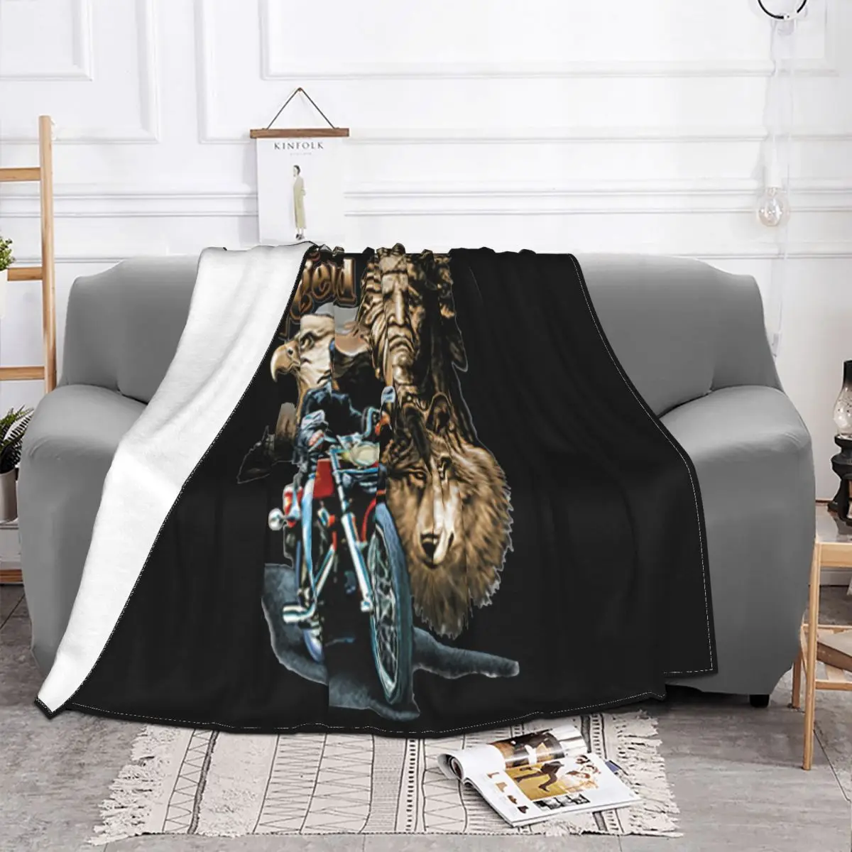 Unisex T- Blu Hd V Twin Biker Chopper Oldschooldruck Modello Live The Leggenda Music Trend Casual Simple Throw Blanket