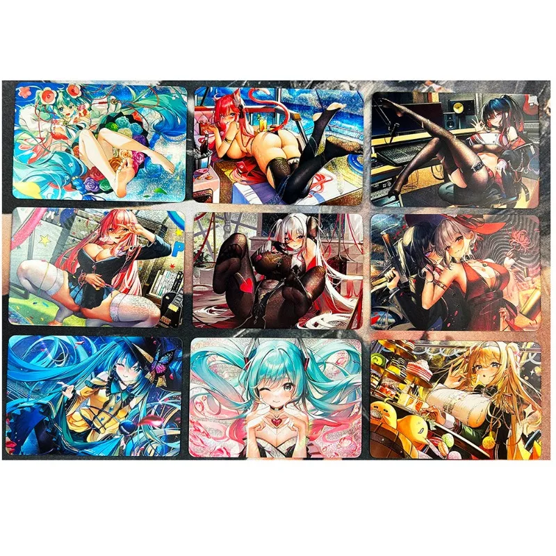 9pcs/set Anime ACG Mobile Girl Ship Girl Fgo Hatsune Miku Refraction Card kawaii Sexy Girl Collectibles Game Collection Cards