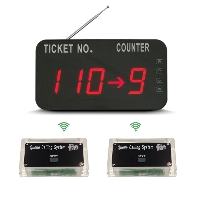 

Waiter Number Calling Take A Code Wireless Queue Pager System LED Display Show Tickets & Counter (2 Button +1 Screen)