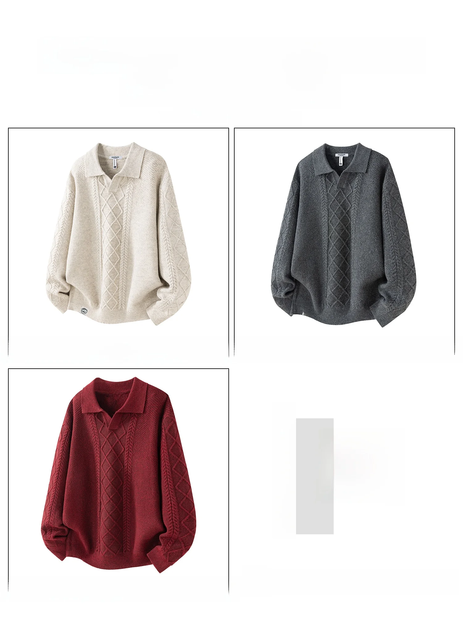 PaulFrank Loose Knitted Sweater for Men Winter Warm Casual Sle Polyester Fiber Long Sve Turtlene Cable Knit M Model