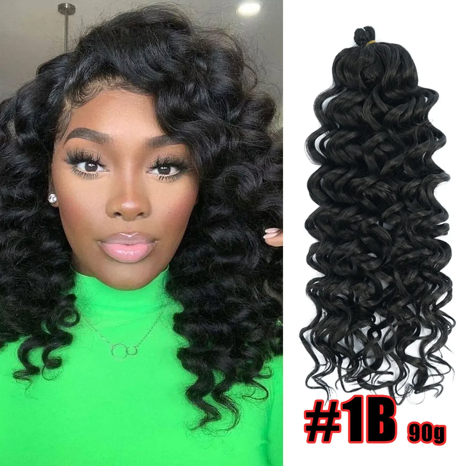 제시카 합성 딥 웨이브 트위스트 크로셰 뜨개질 머리띠 머리 옴버 곱슬 머리 고온 섬유 꼬기 머리 확장