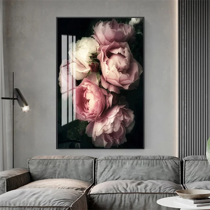 الزهور الوردية جدار الفن قماش المطبوعات العمل الفني الحديث النباتات الجمالية الفاوانيا الملصقات صور لوحات ديكور المنزل الداخلي
