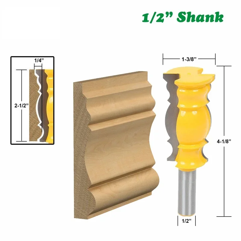 1/2" Shank 12.7mm Large Line Knife Crown Molding Router Bit Tenon Cutter For Wood Woodworking Milling Cutter
