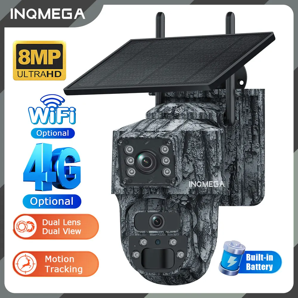 

4K Solar Powerd Camera Forest Dual Lens Native Sensor Outdoors Wildlife Trail Camera Trap Animal Detection INQMEGA